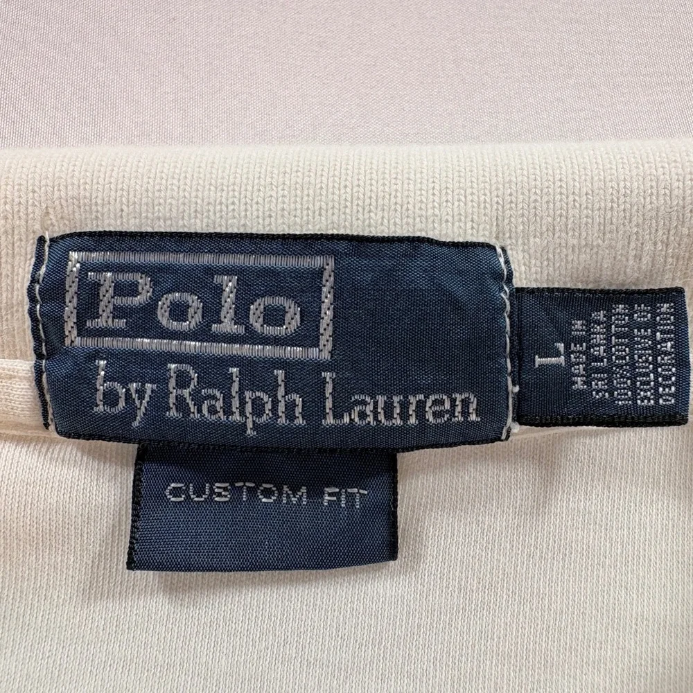 Polo Ralph Lauren Polo Shirt Mens Large Custom Fit White Cotton Short Sleeve - Picture 4 of 8